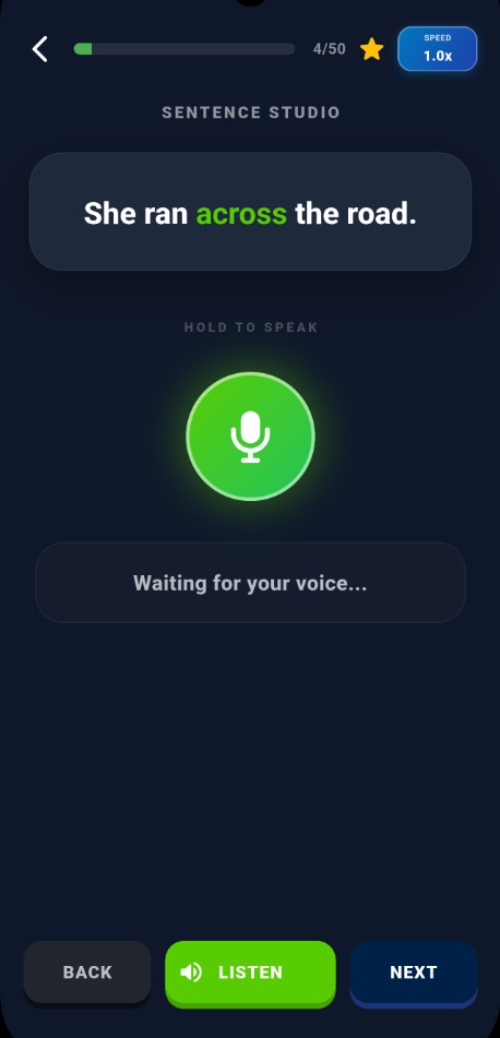 Sentence Studio Speaking Screen