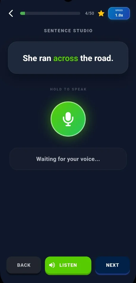 Sentence Studio Speaking Screen
